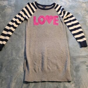 Striped GAP Kids Love Sweater Dress - Gray and Pink